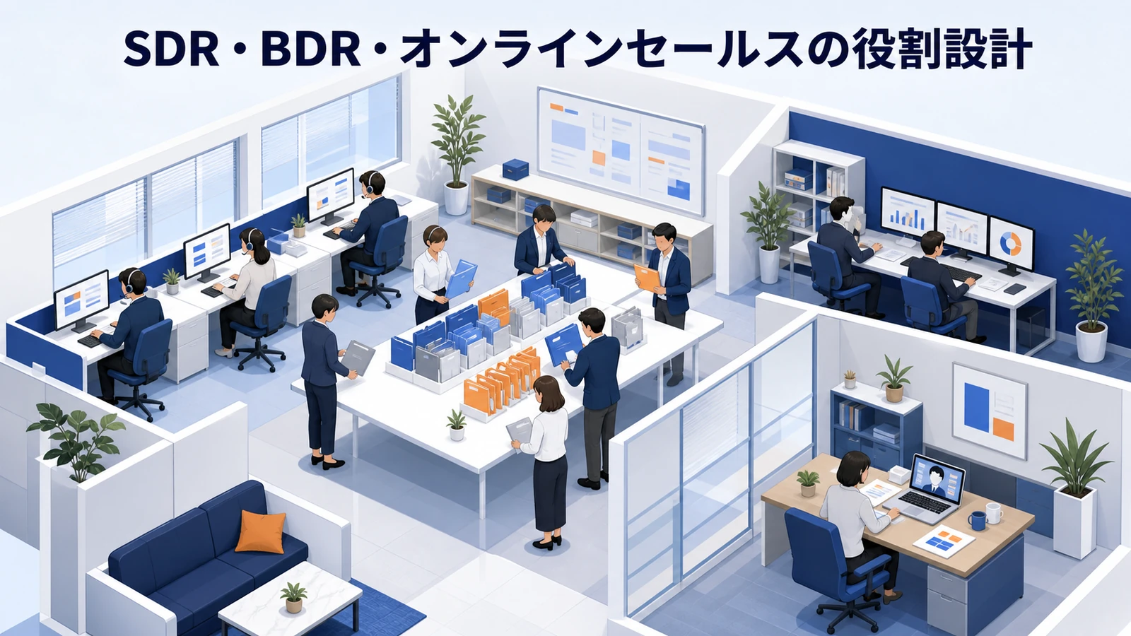 SDR・BDR・オンラインセールスの役割設計を示すインサイドセールス設計