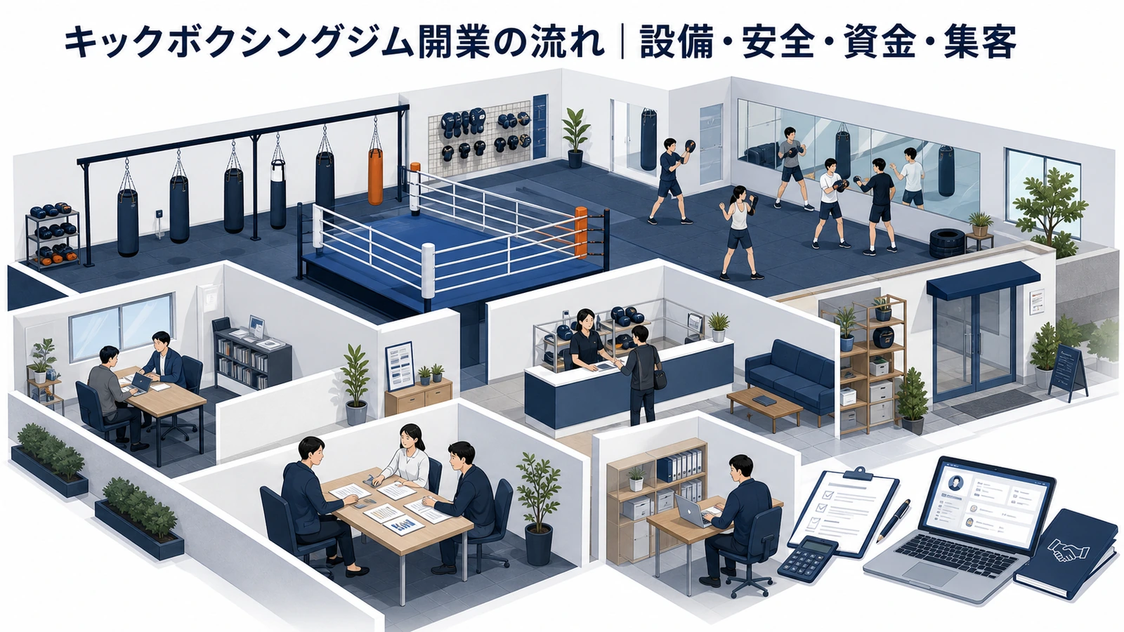 キックボクシングジム開業の流れ｜設備・安全・資金・集客