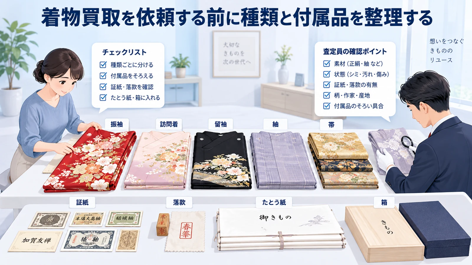 着物買取を依頼する前に種類と付属品を整理するを整理したImage 2.0図解