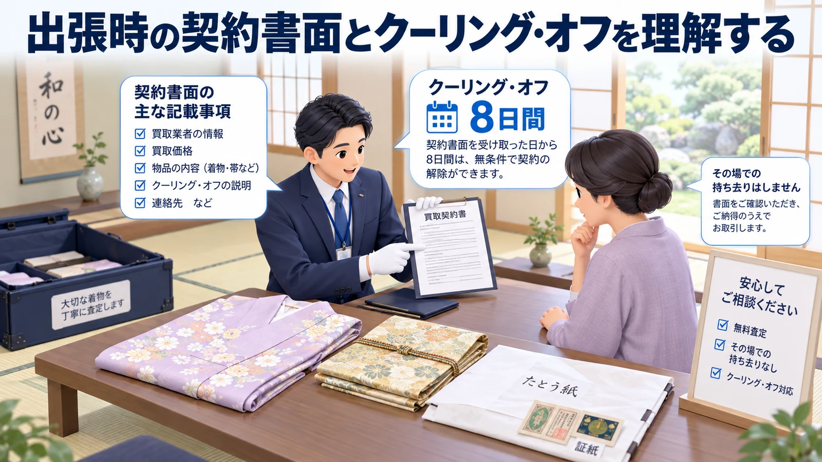出張時の契約書面とクーリング・オフを理解するを整理したImage 2.0図解