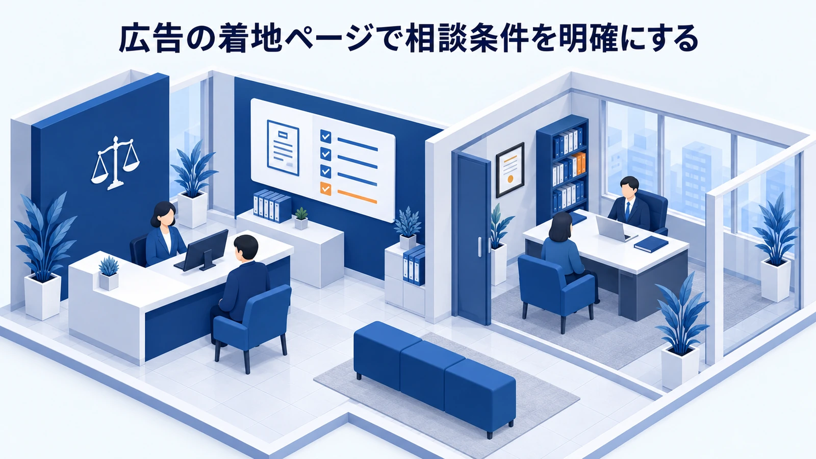 「広告の着地ページで相談条件を明確にする」を整理したImage 2.0図解