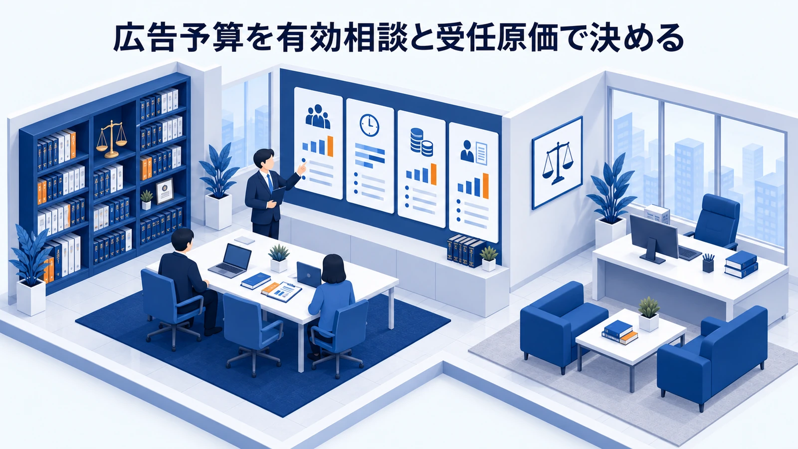 「広告予算を有効相談と受任原価で決める」を整理したImage 2.0図解