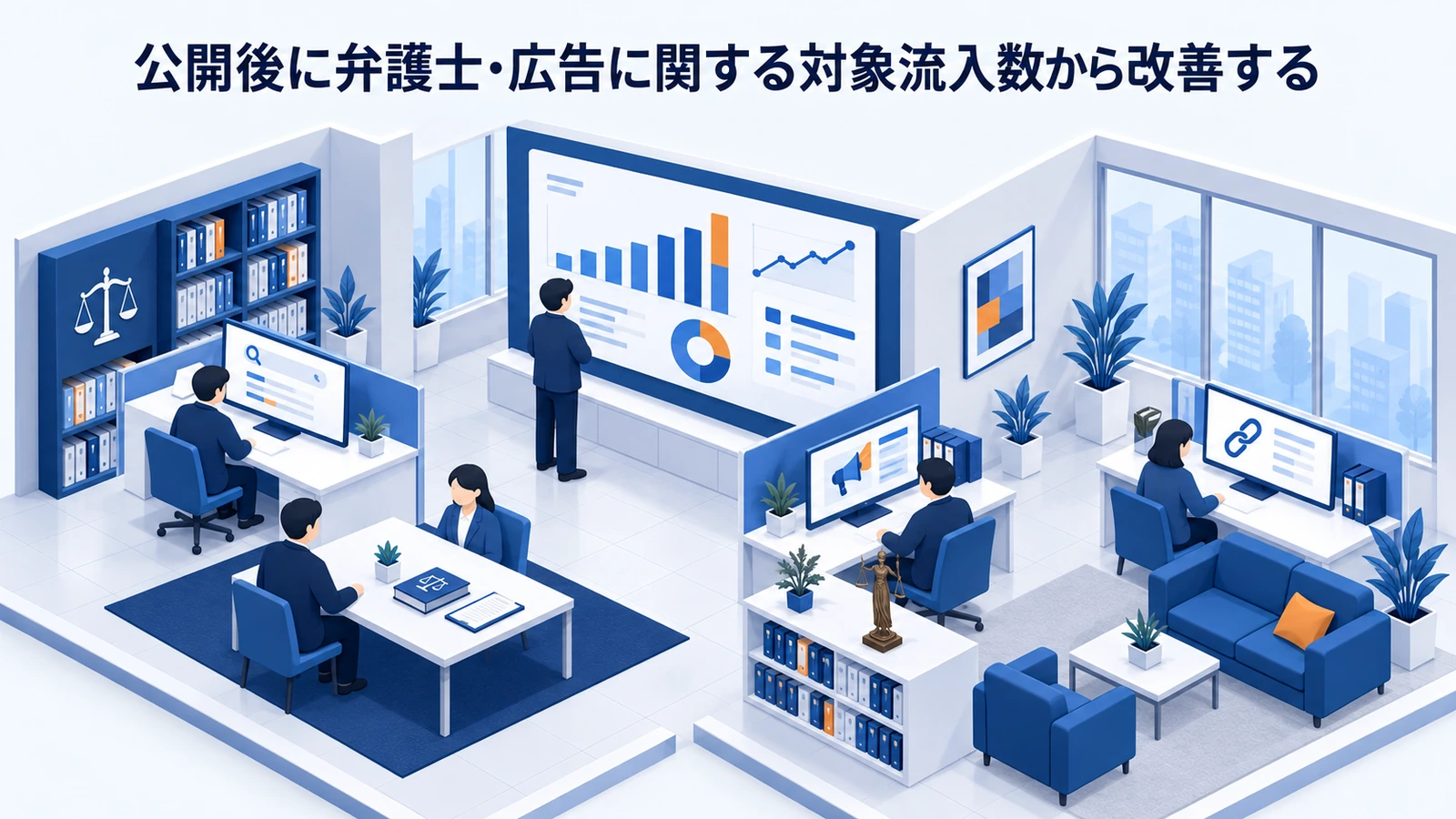 「公開後に弁護士・広告に関する対象流入数から改善する」を整理したImage 2.0図解
