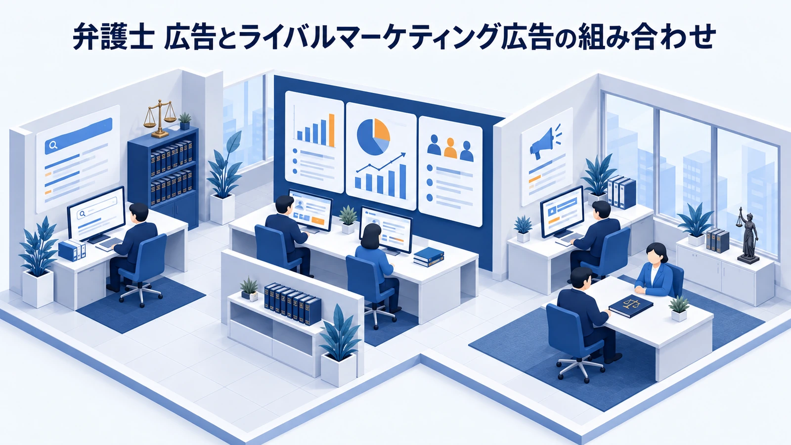 「弁護士 広告とライバルマーケティング広告の組み合わせ」を整理したImage 2.0図解