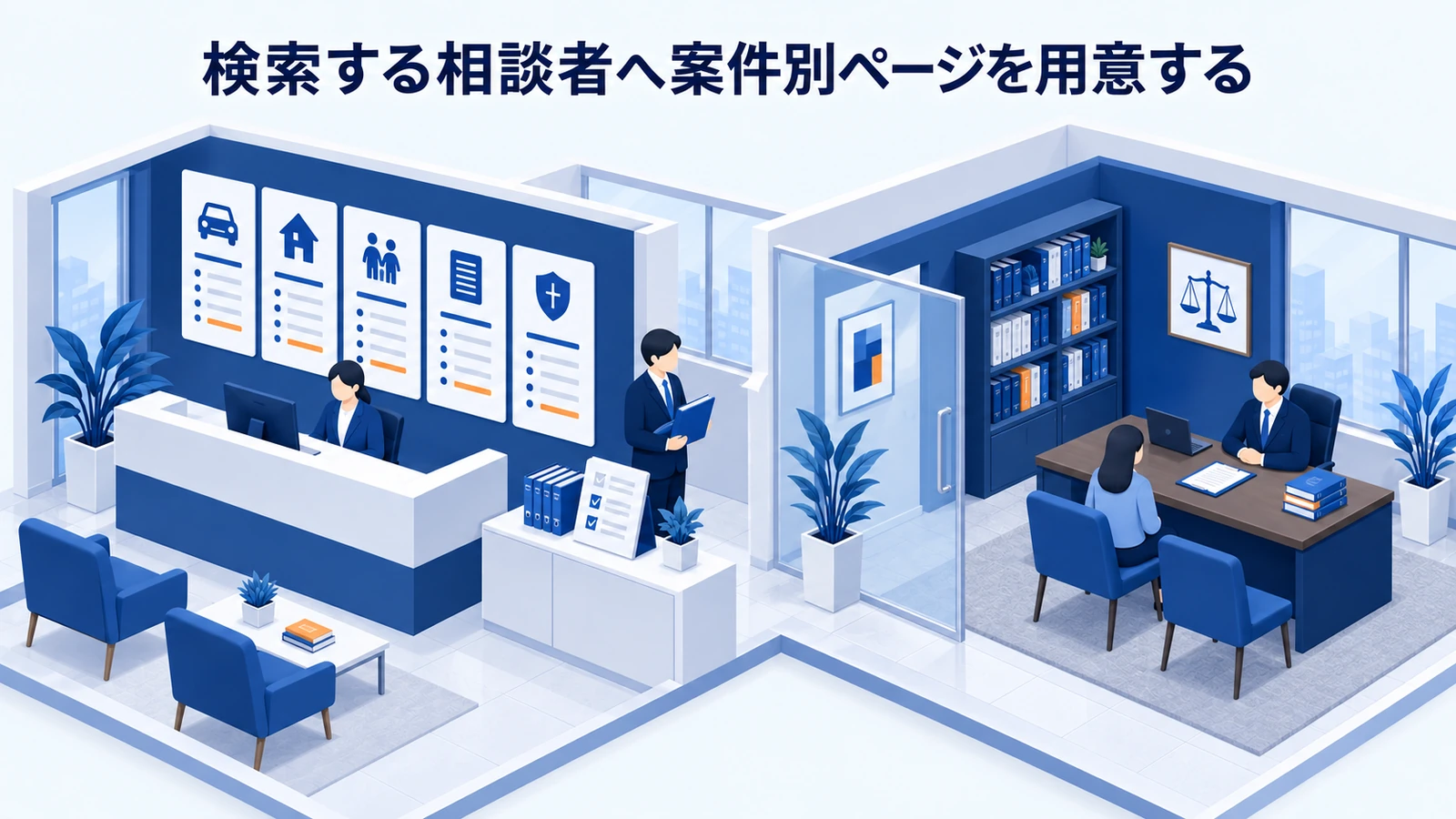 「検索する相談者へ案件別ページを用意する」を整理したImage 2.0図解