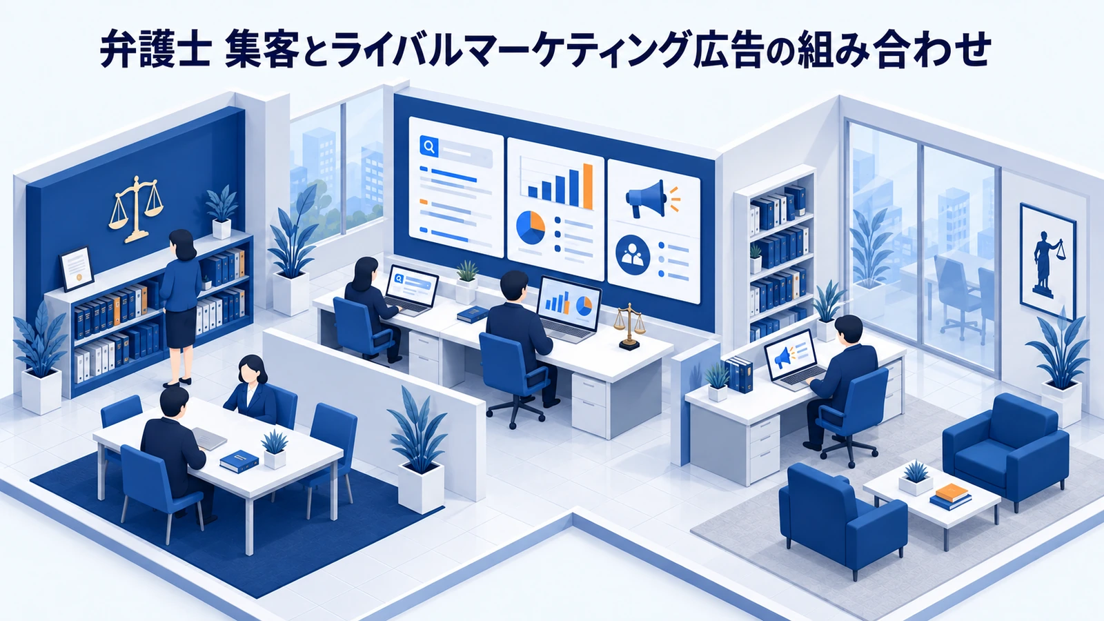 「弁護士 集客とライバルマーケティング広告の組み合わせ」を整理したImage 2.0図解