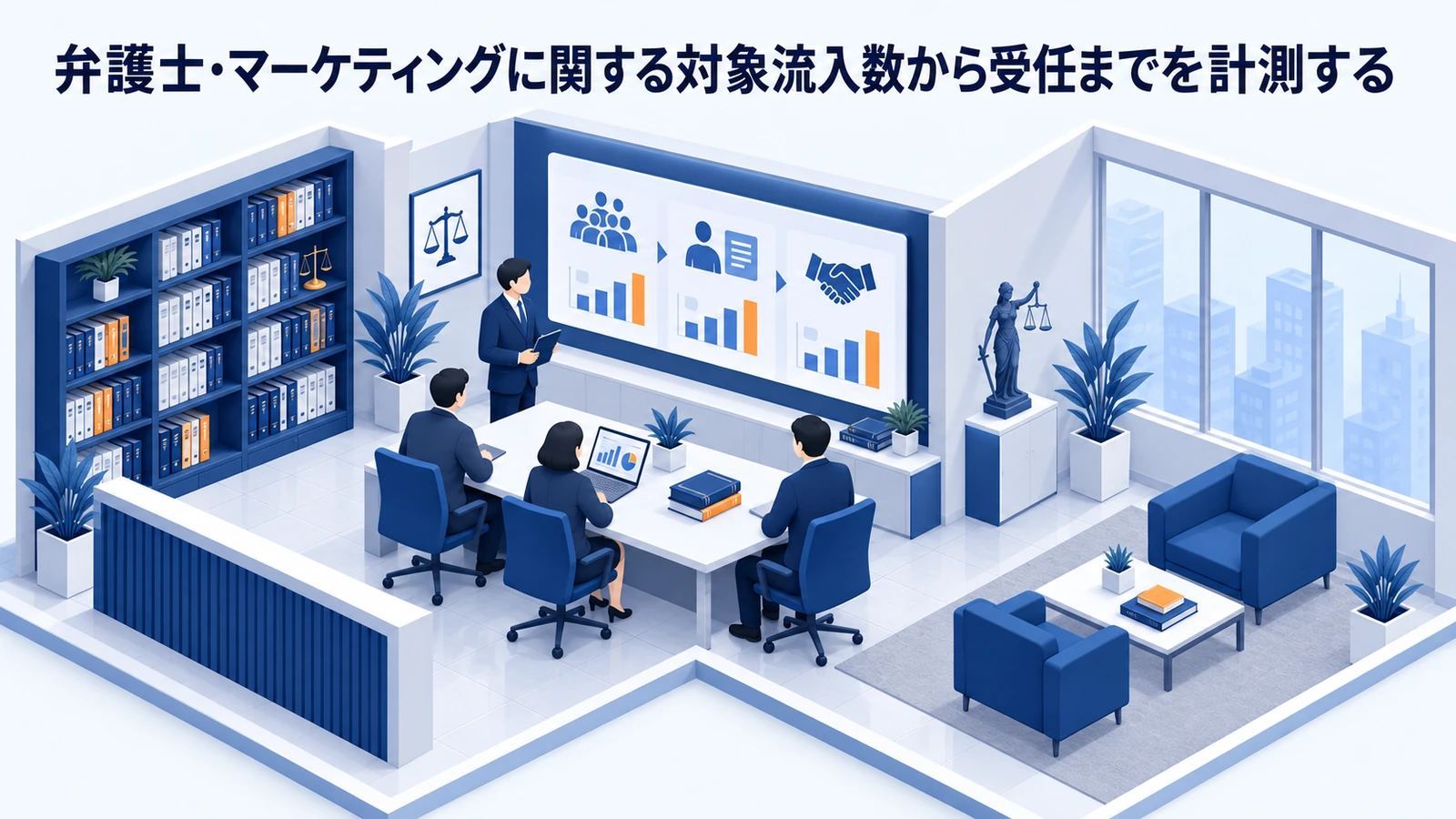 「弁護士・マーケティングに関する対象流入数から受任までを計測する」を整理したImage 2.0図解