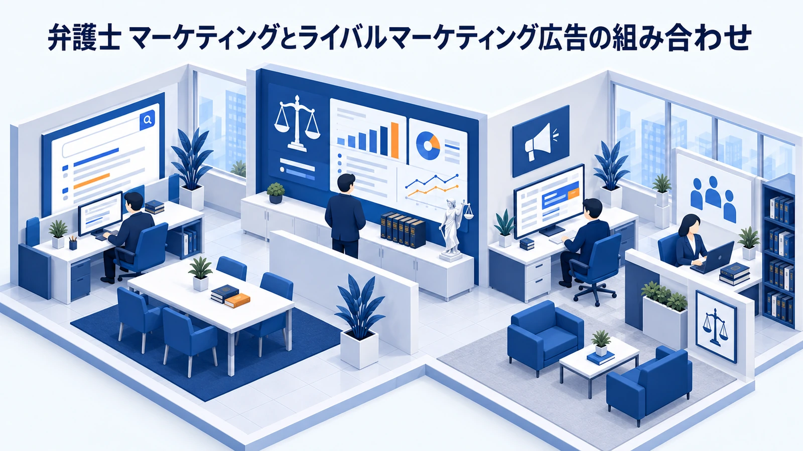 「弁護士 マーケティングとライバルマーケティング広告の組み合わせ」を整理したImage 2.0図解