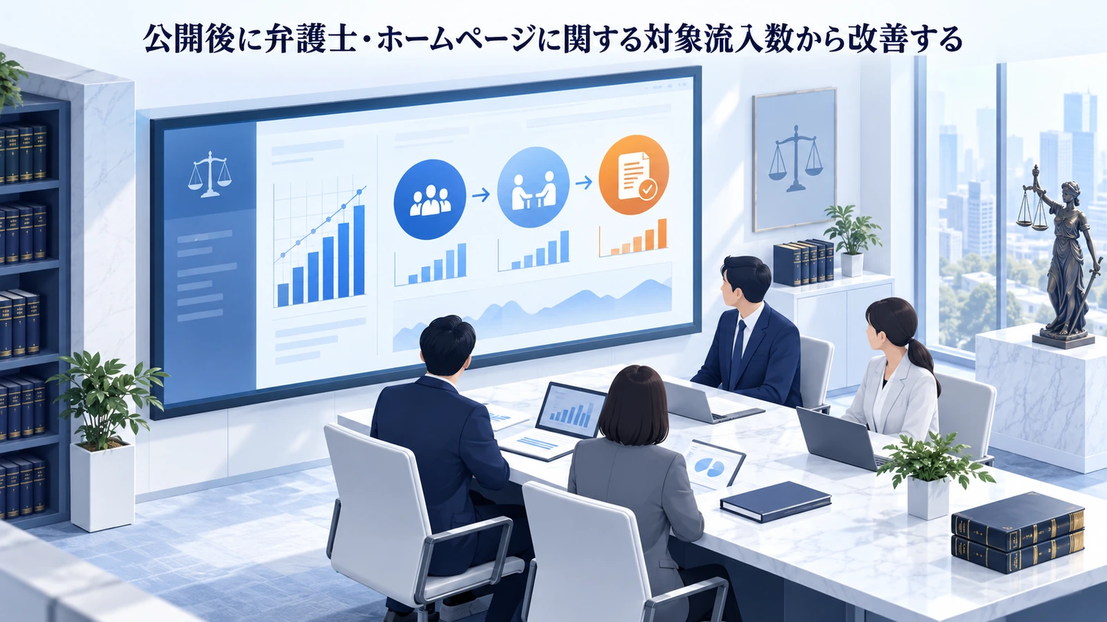 「公開後に弁護士・ホームページに関する対象流入数から改善する」を整理したImage 2.0図解