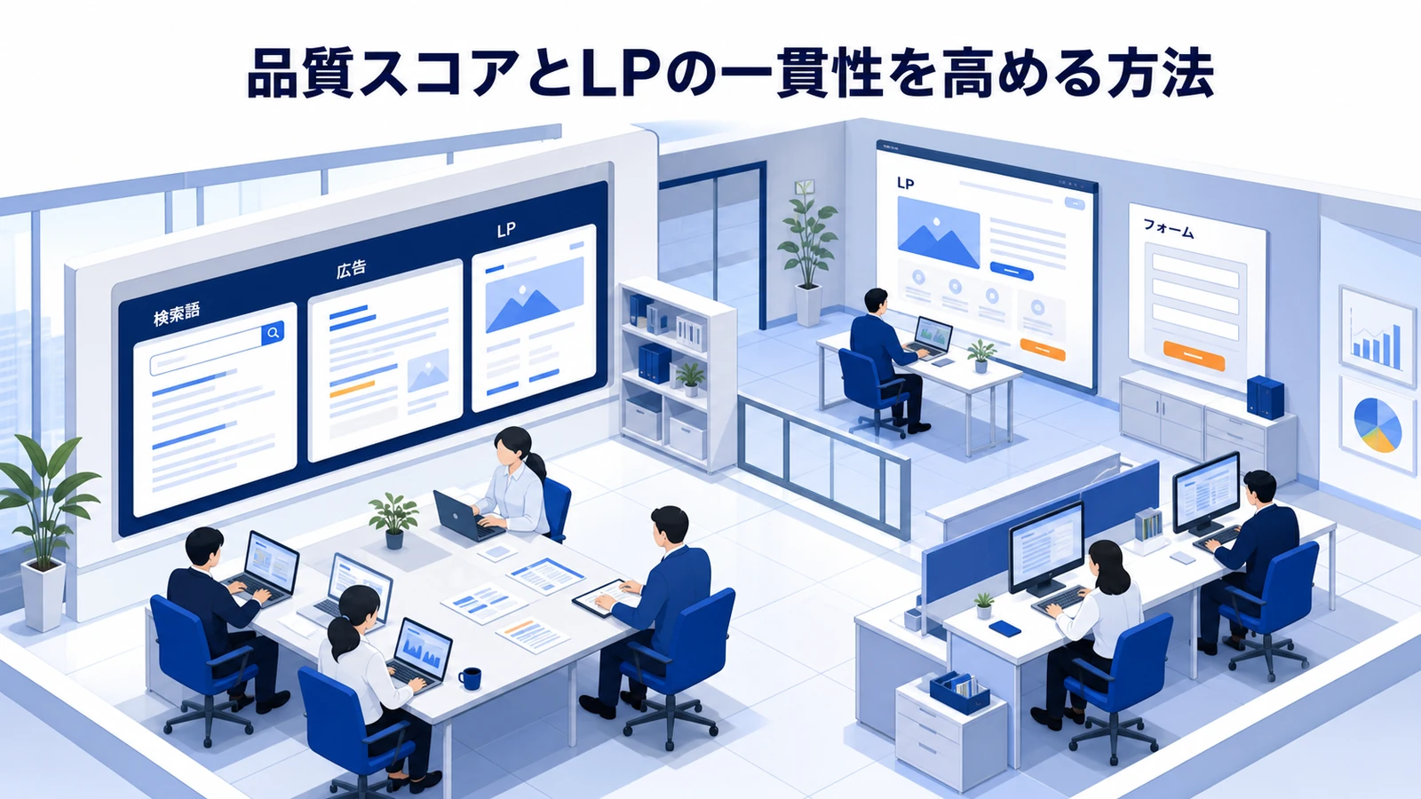 品質スコアとLPの一貫性を高める方法を示すリスティング広告運用
