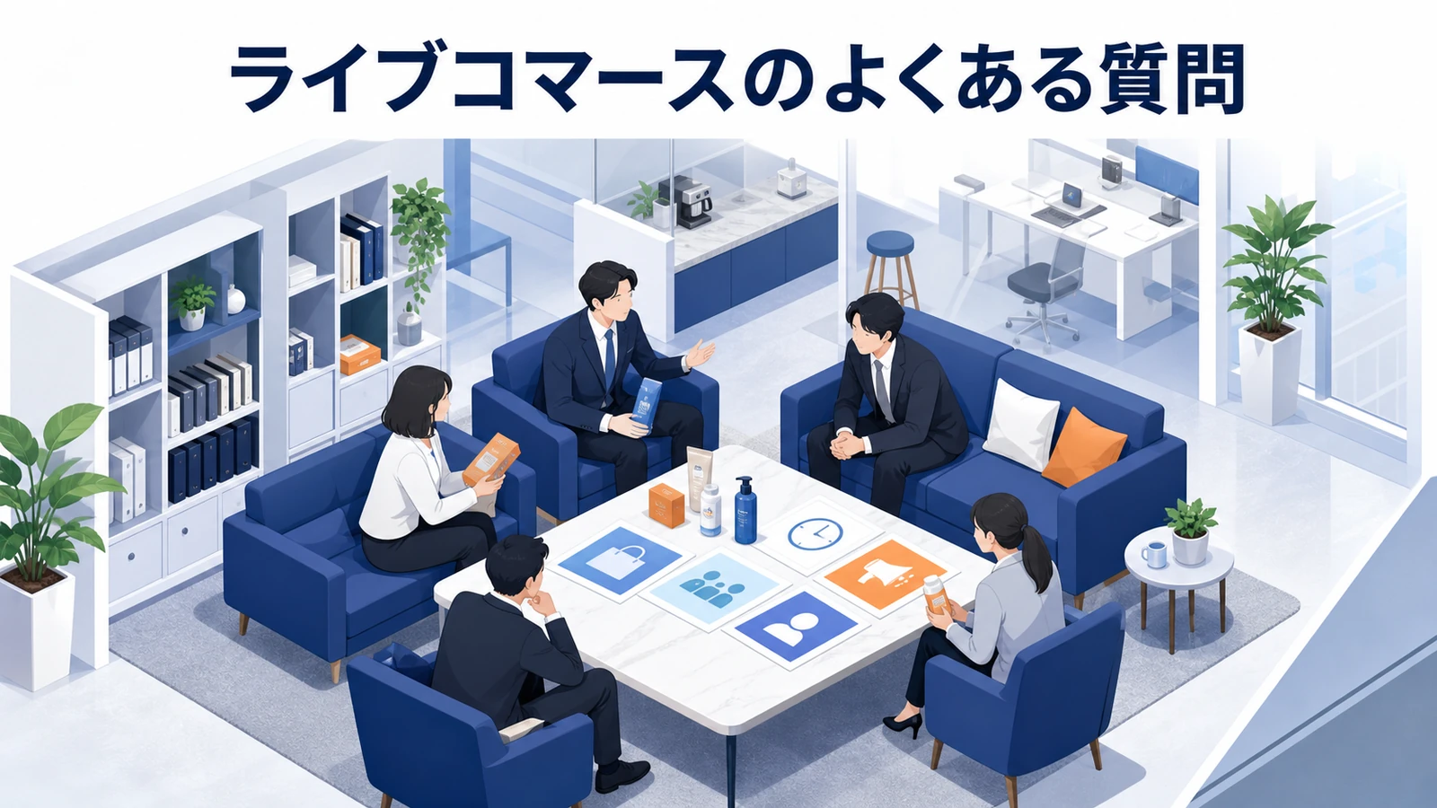 ライブコマースのよくある質問を示すライブコマース設計