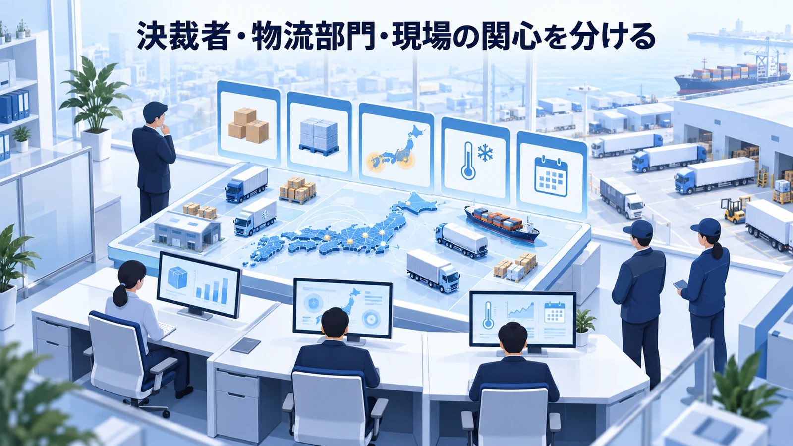 「決裁者・物流部門・現場の関心を分ける」の要点を整理したImage 2.0図解