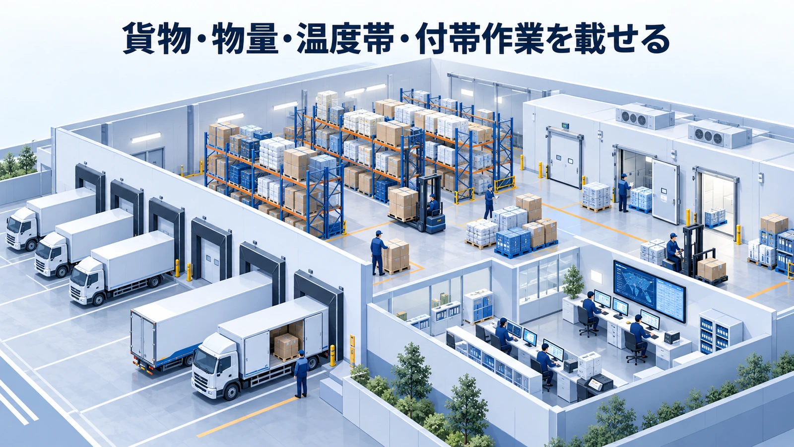 「貨物・物量・温度帯・付帯作業を載せる」の要点を整理したImage 2.0図解