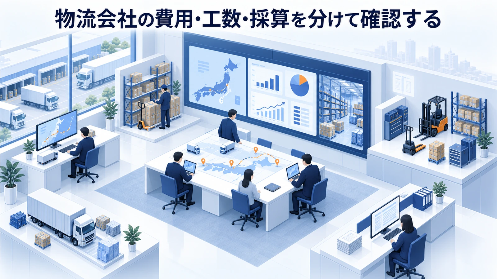 「物流会社の費用・工数・採算を分けて確認する」の要点を整理したImage 2.0図解