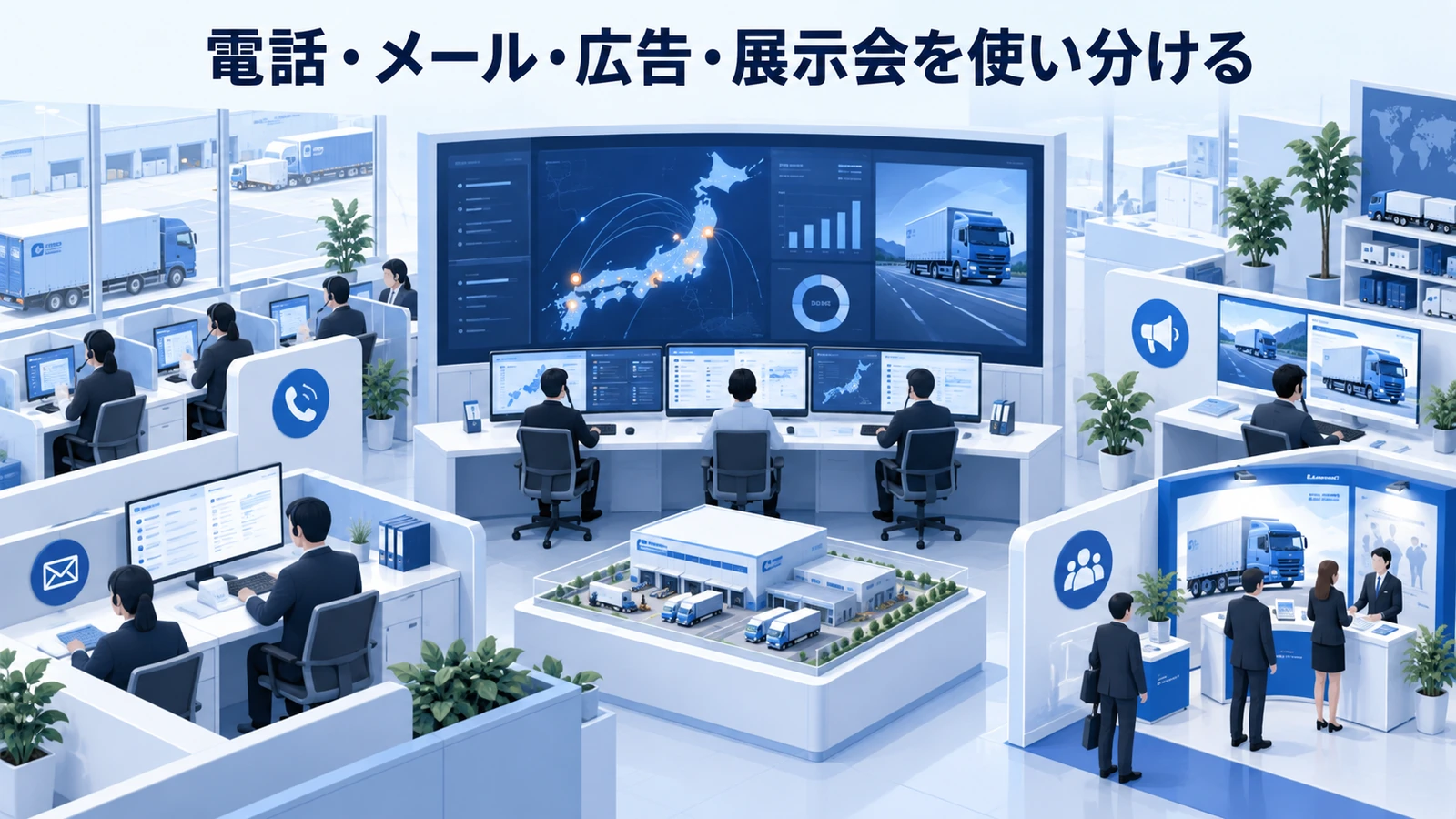 「電話・メール・広告・展示会を使い分ける」の要点を整理したImage 2.0図解