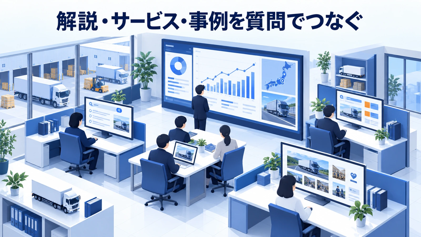 「解説・サービス・事例を質問でつなぐ」の要点を整理したImage 2.0図解