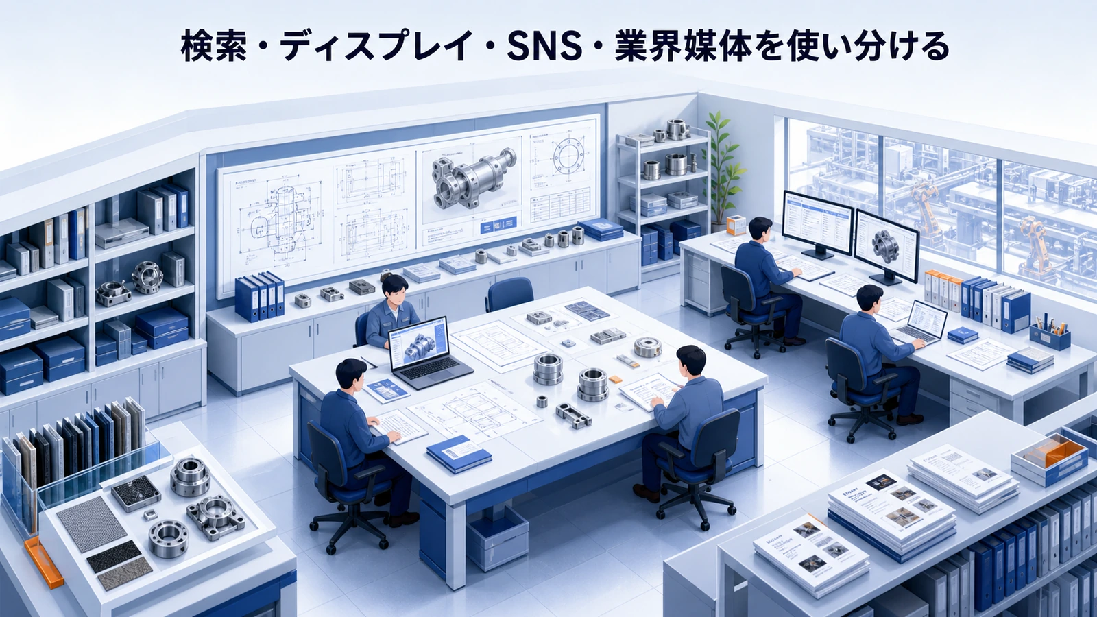 「検索・ディスプレイ・SNS・業界媒体を使い分ける」の要点を整理したImage 2.0図解