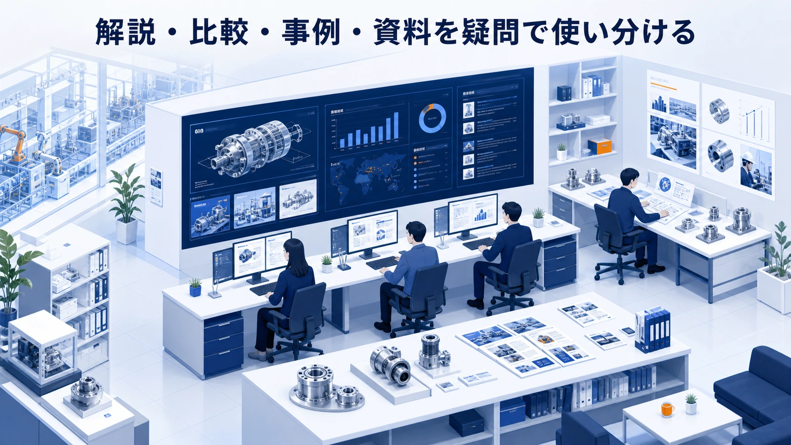 「解説・比較・事例・資料を疑問で使い分ける」の要点を整理したImage 2.0図解