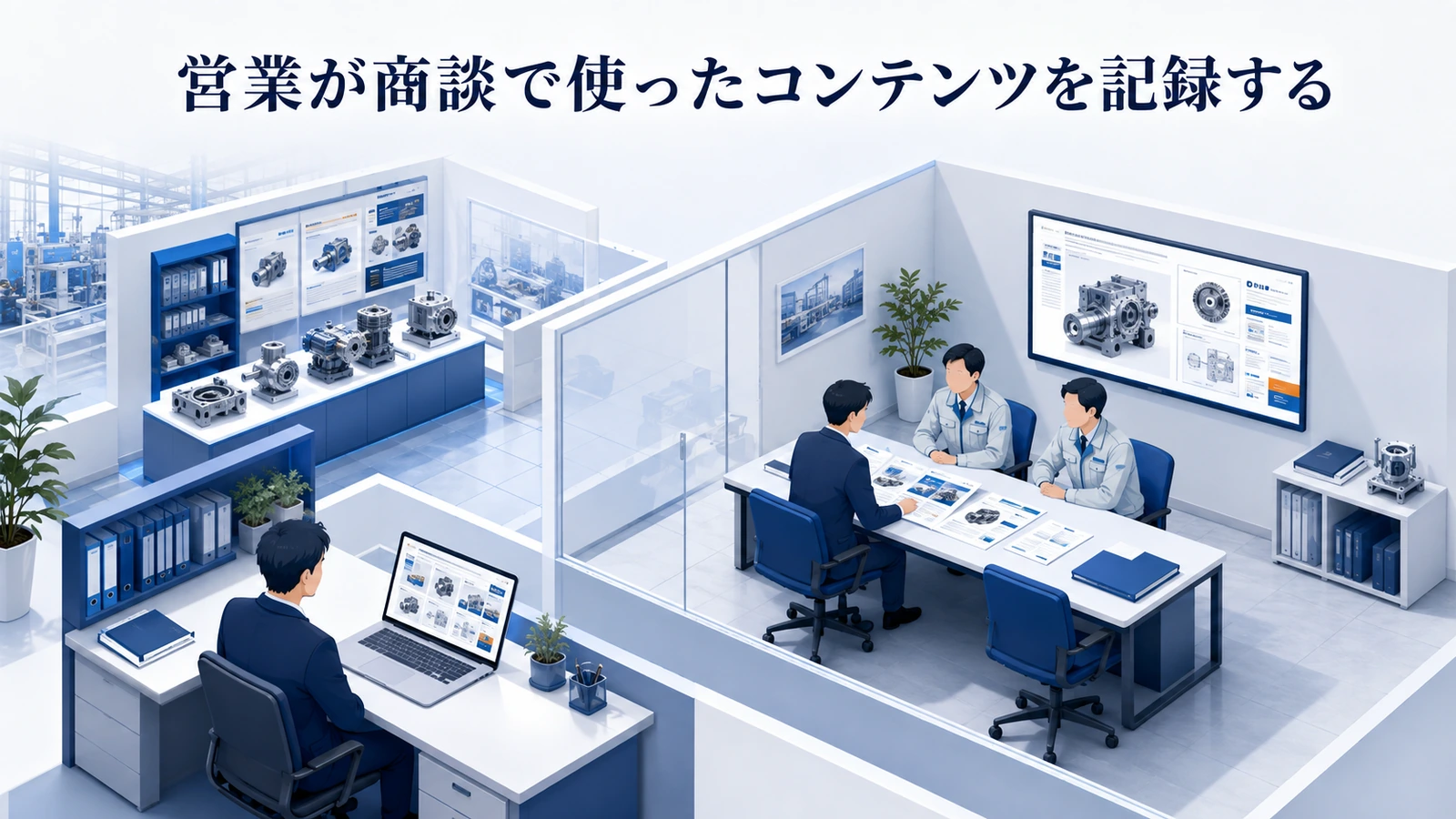「営業が商談で使ったコンテンツを記録する」の要点を整理したImage 2.0図解