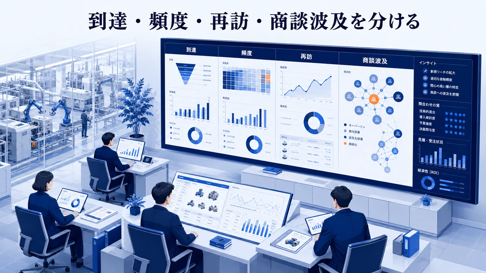 「到達・頻度・再訪・商談波及を分ける」の要点を整理したImage 2.0図解