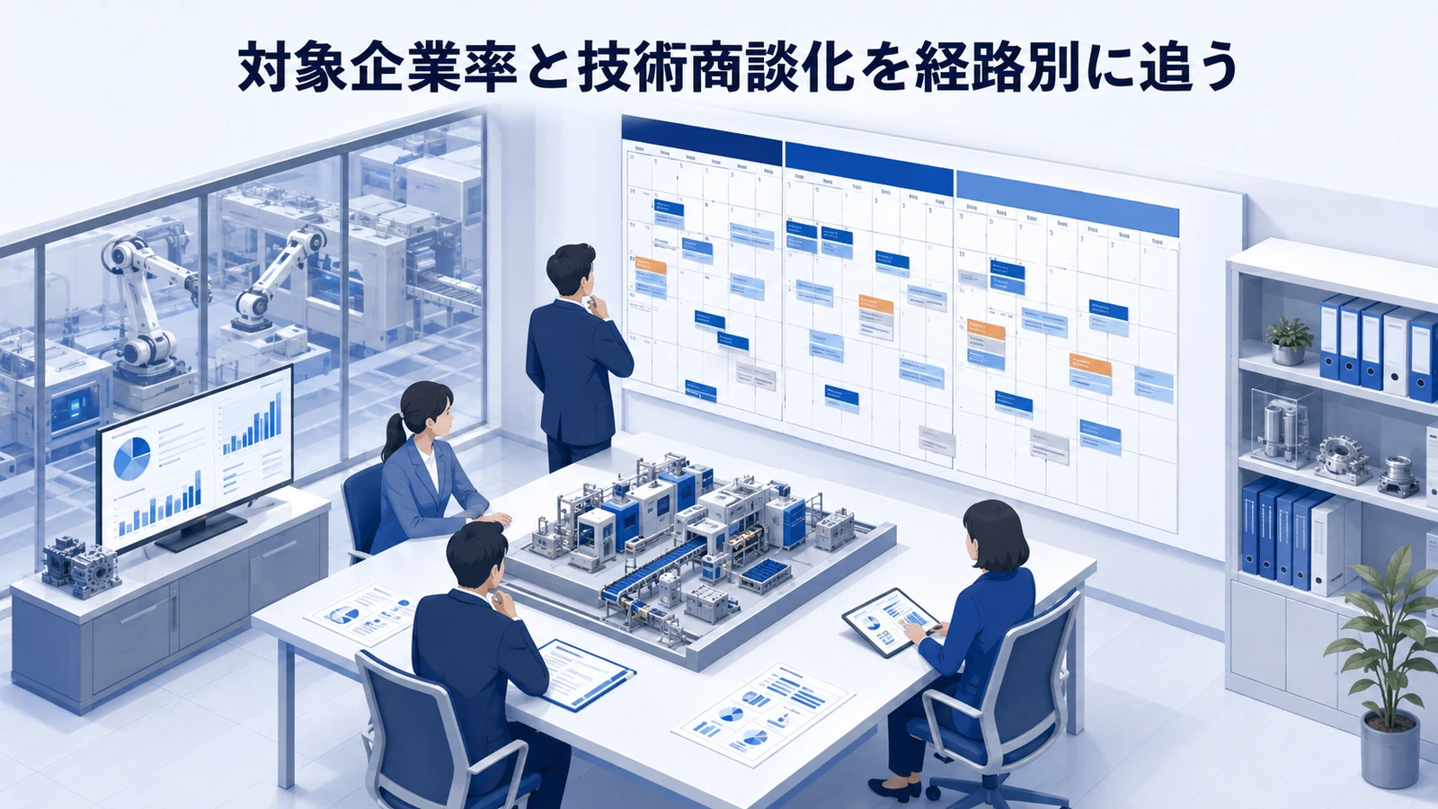 「対象企業率と技術商談化を経路別に追う」の要点を整理したImage 2.0図解