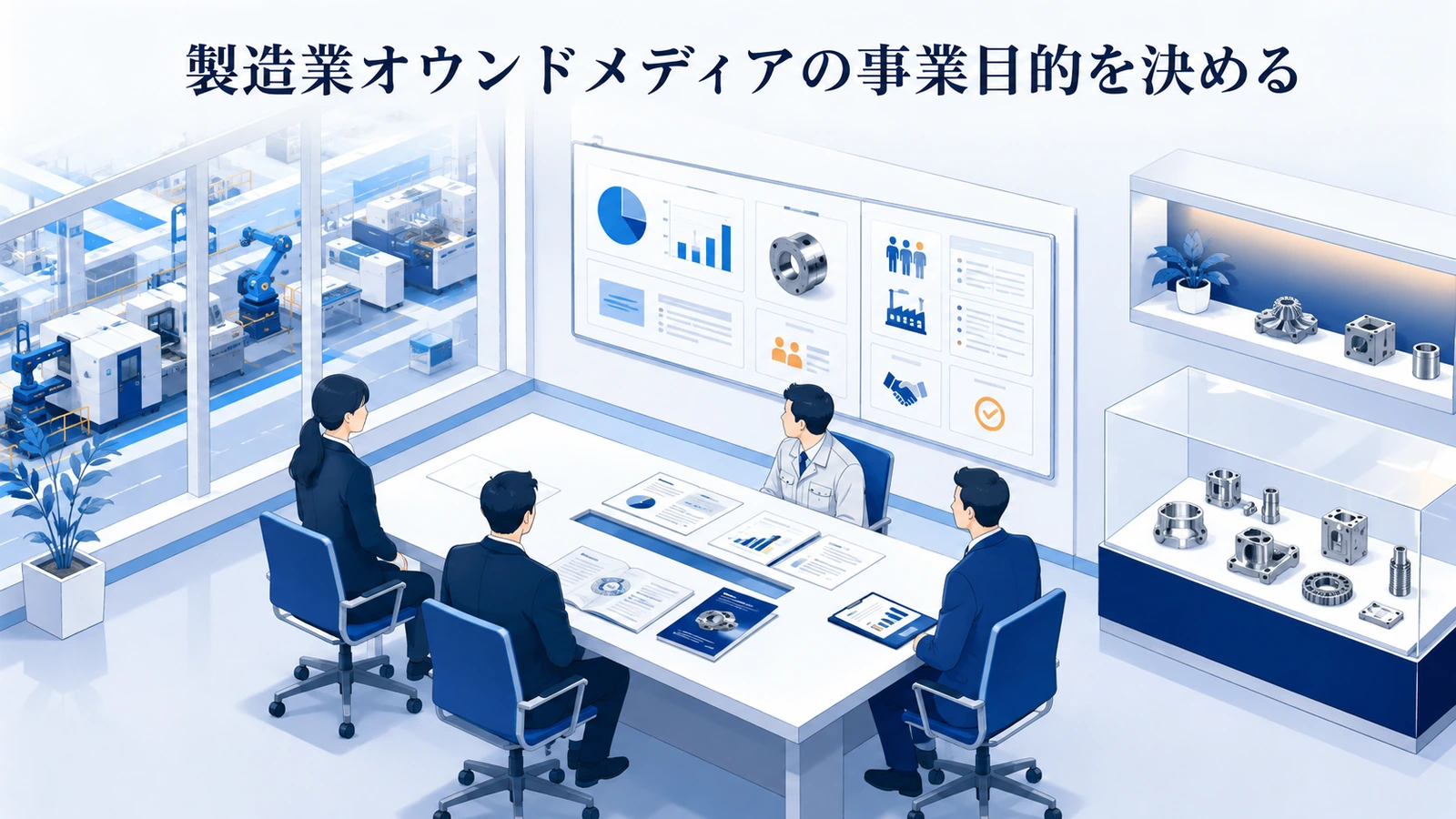 「製造業オウンドメディアの事業目的を決める」の要点を整理したImage 2.0図解