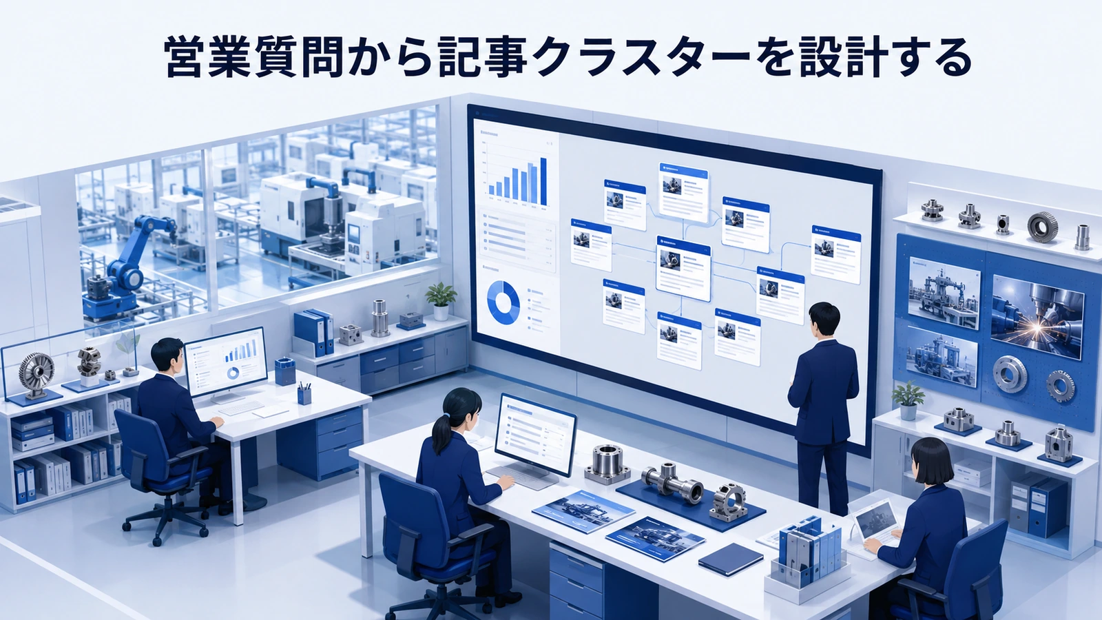 「営業質問から記事クラスターを設計する」の要点を整理したImage 2.0図解