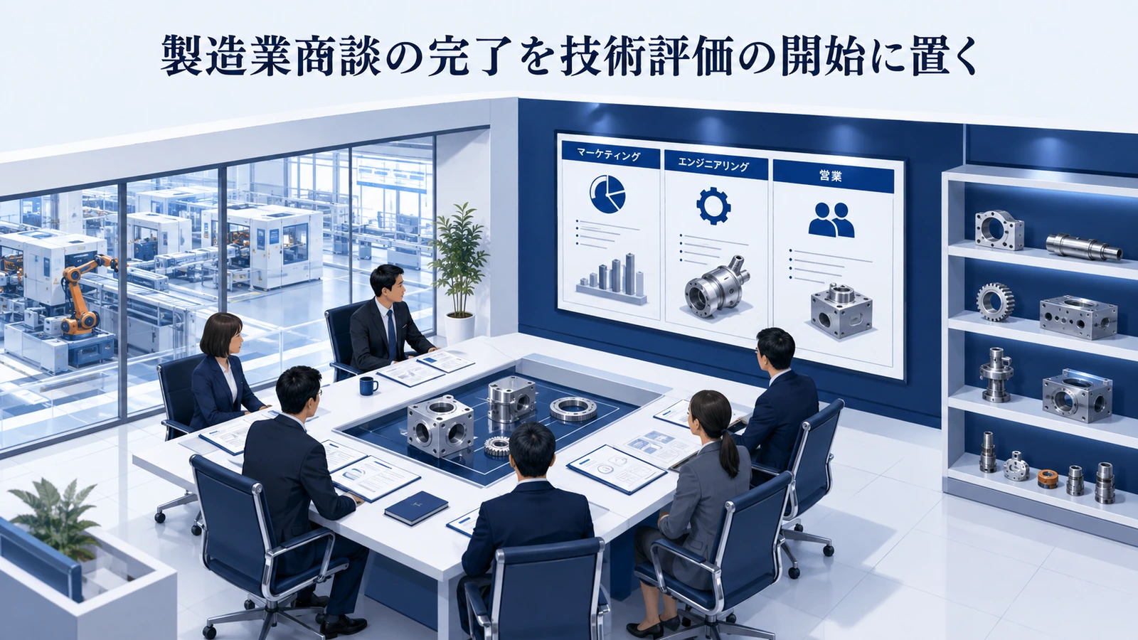 「製造業商談の完了を技術評価の開始に置く」の要点を整理したImage 2.0図解