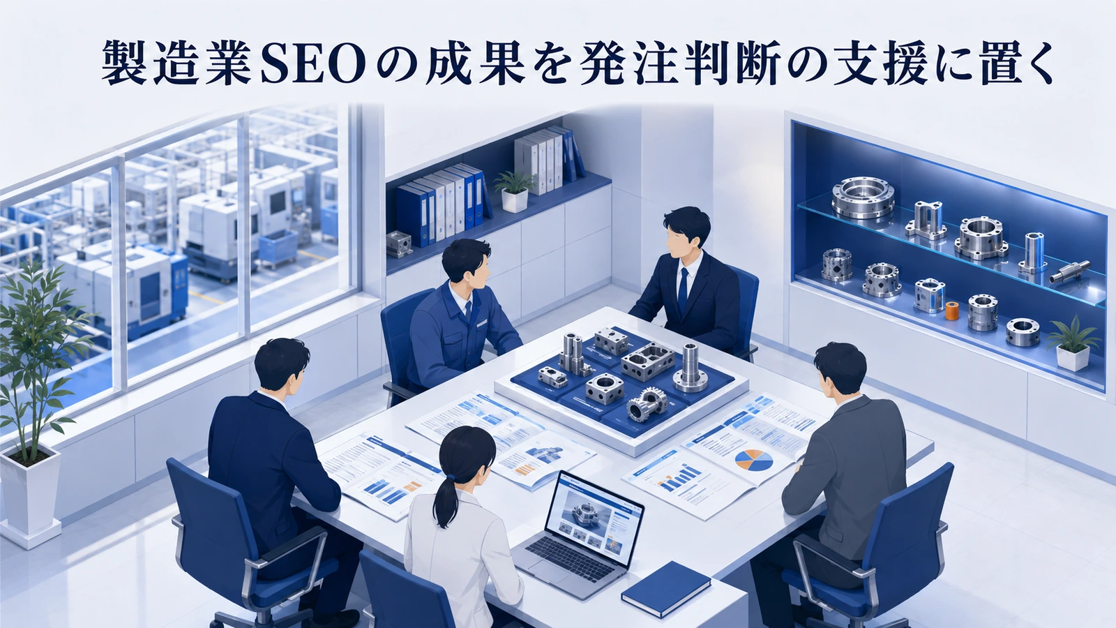 「製造業SEOの成果を発注判断の支援に置く」の要点を整理したImage 2.0図解