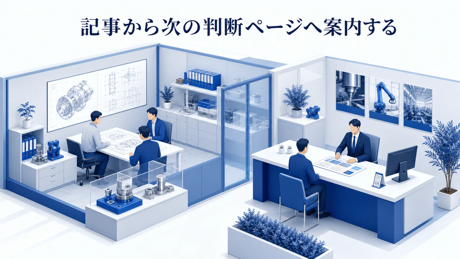 「記事から次の判断ページへ案内する」の要点を整理したImage 2.0図解