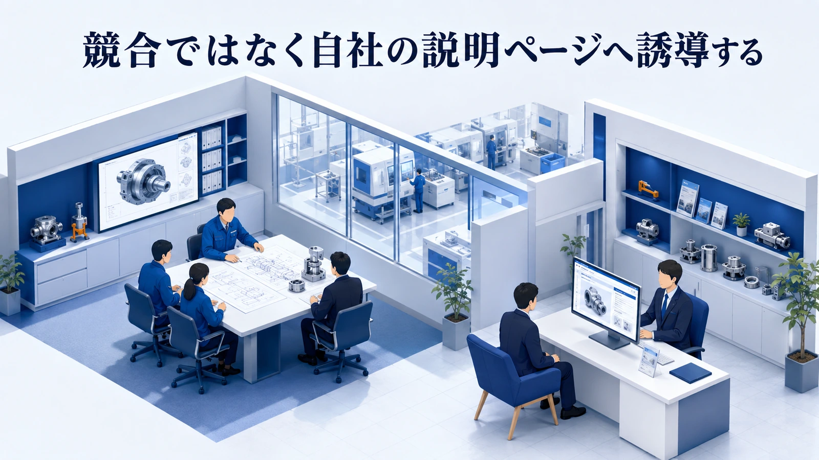「競合ではなく自社の説明ページへ誘導する」の要点を整理したImage 2.0図解