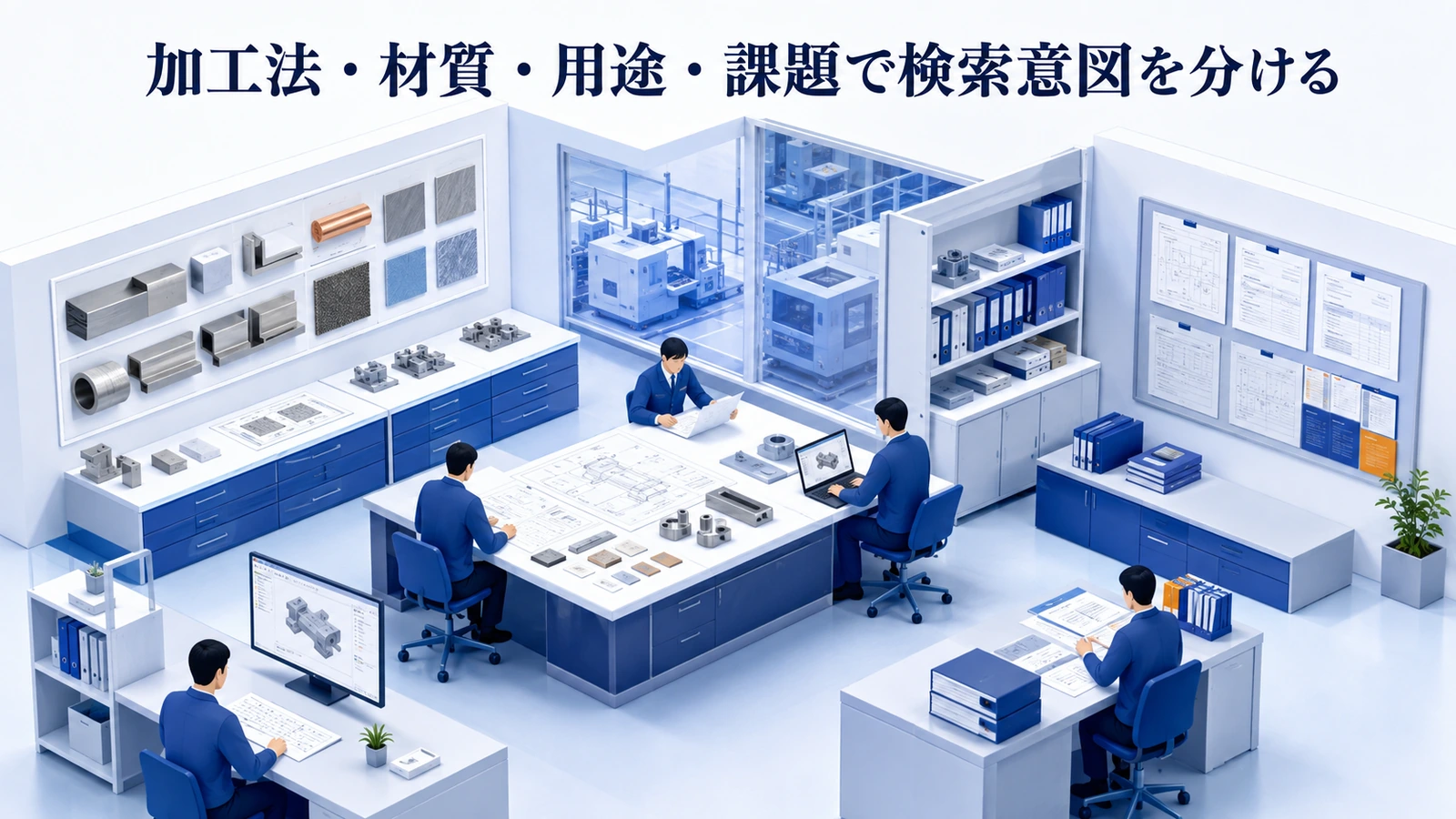 「加工法・材質・用途・課題で検索意図を分ける」の要点を整理したImage 2.0図解