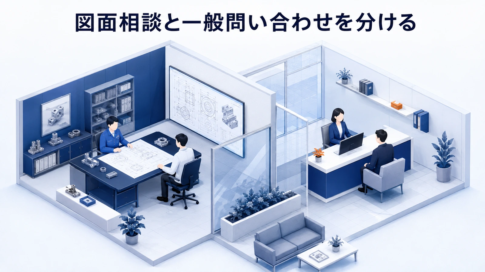 「図面相談と一般問い合わせを分ける」の要点を整理したImage 2.0図解
