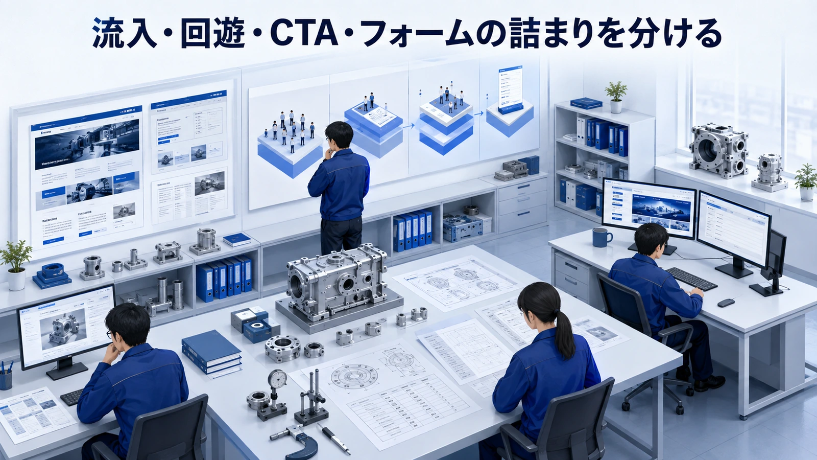 「流入・回遊・CTA・フォームの詰まりを分ける」の要点を整理したImage 2.0図解