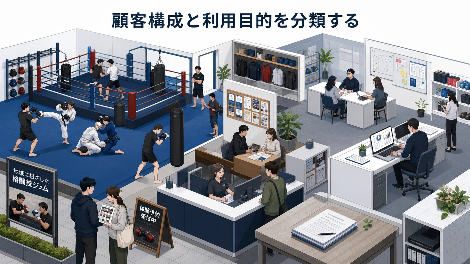 顧客構成と利用目的を分類する