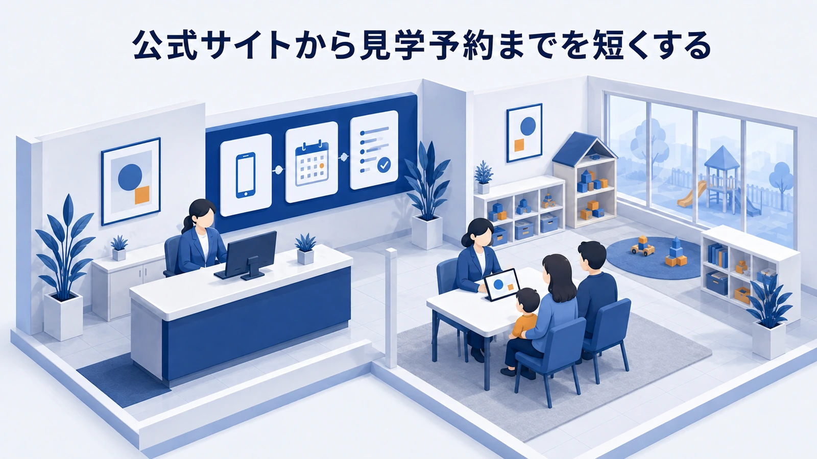 公式サイトから見学予約までを短くするを整理したImage 2.0図解