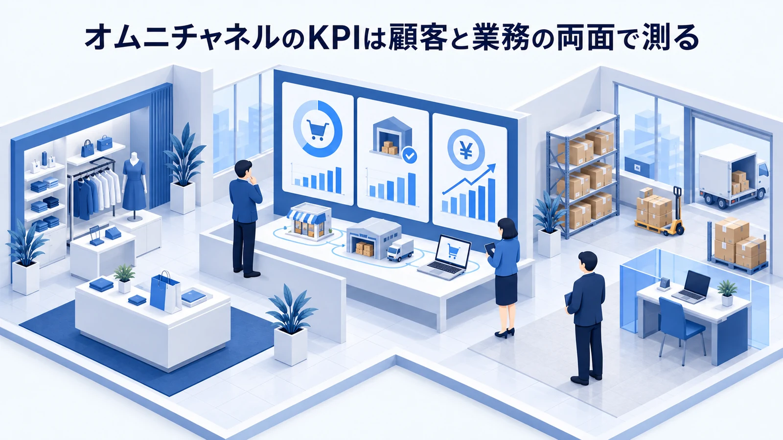 「オムニチャネルのKPIは顧客と業務の両面で測る」の要点を整理したImage 2.0図解