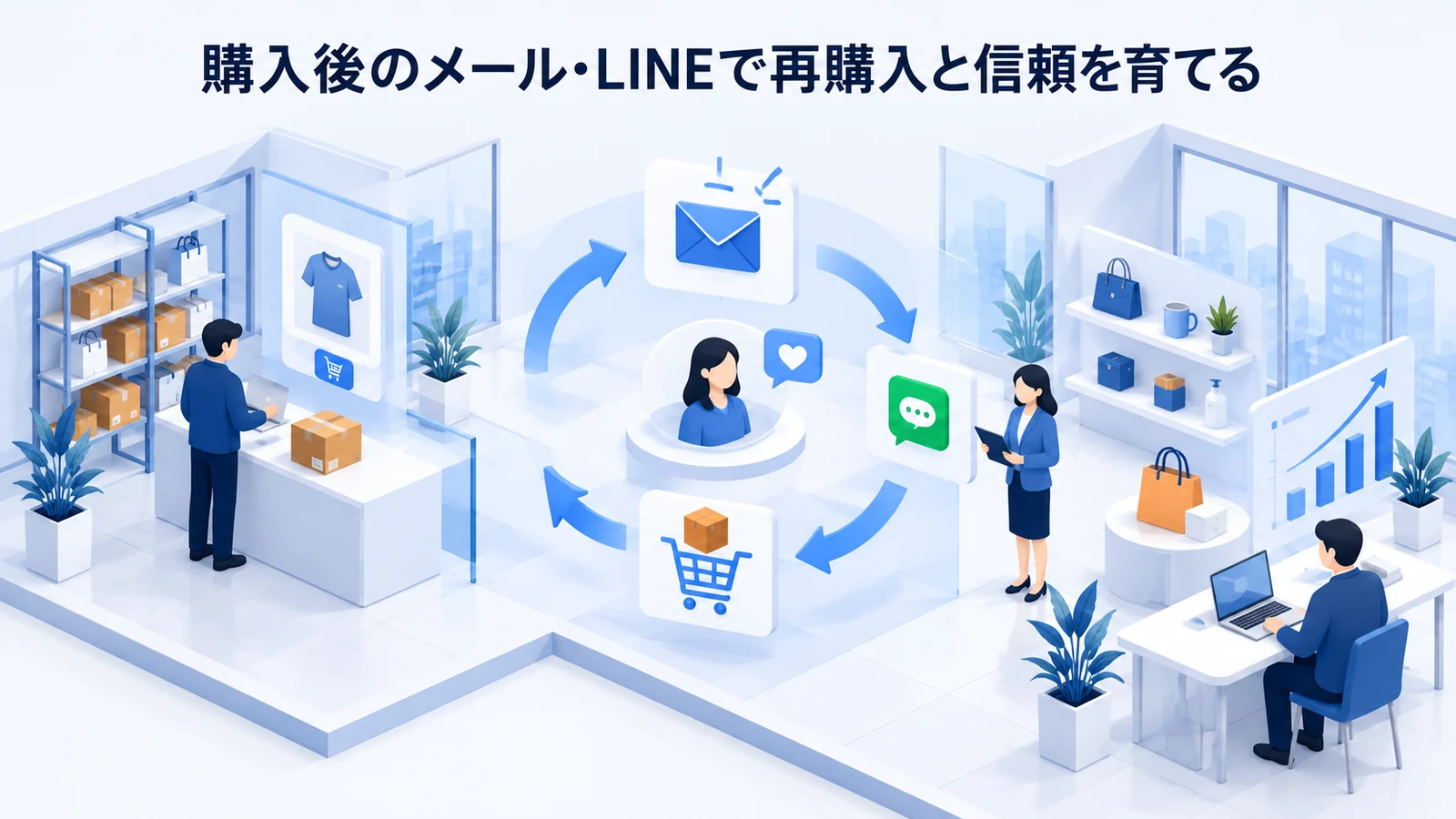 「購入後のメール・LINEで再購入と信頼を育てる」の要点を整理したImage 2.0図解