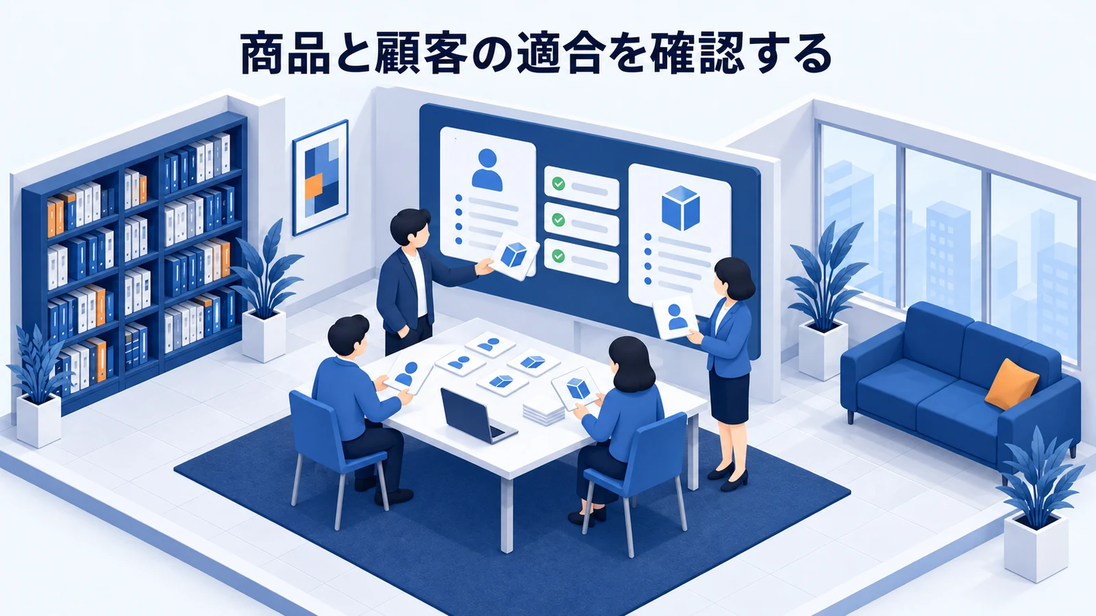 商品と顧客の適合を確認するを確認する小規模ネットショップ運営者のImage 2.0図解