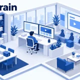 Outbrainを表した青白のアイソメトリック画像