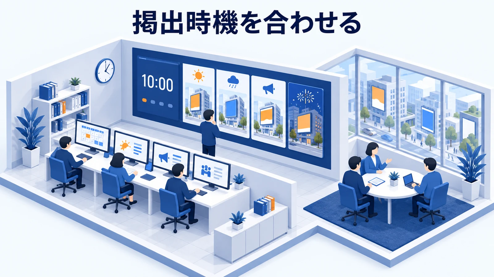 掲出時機を合わせる