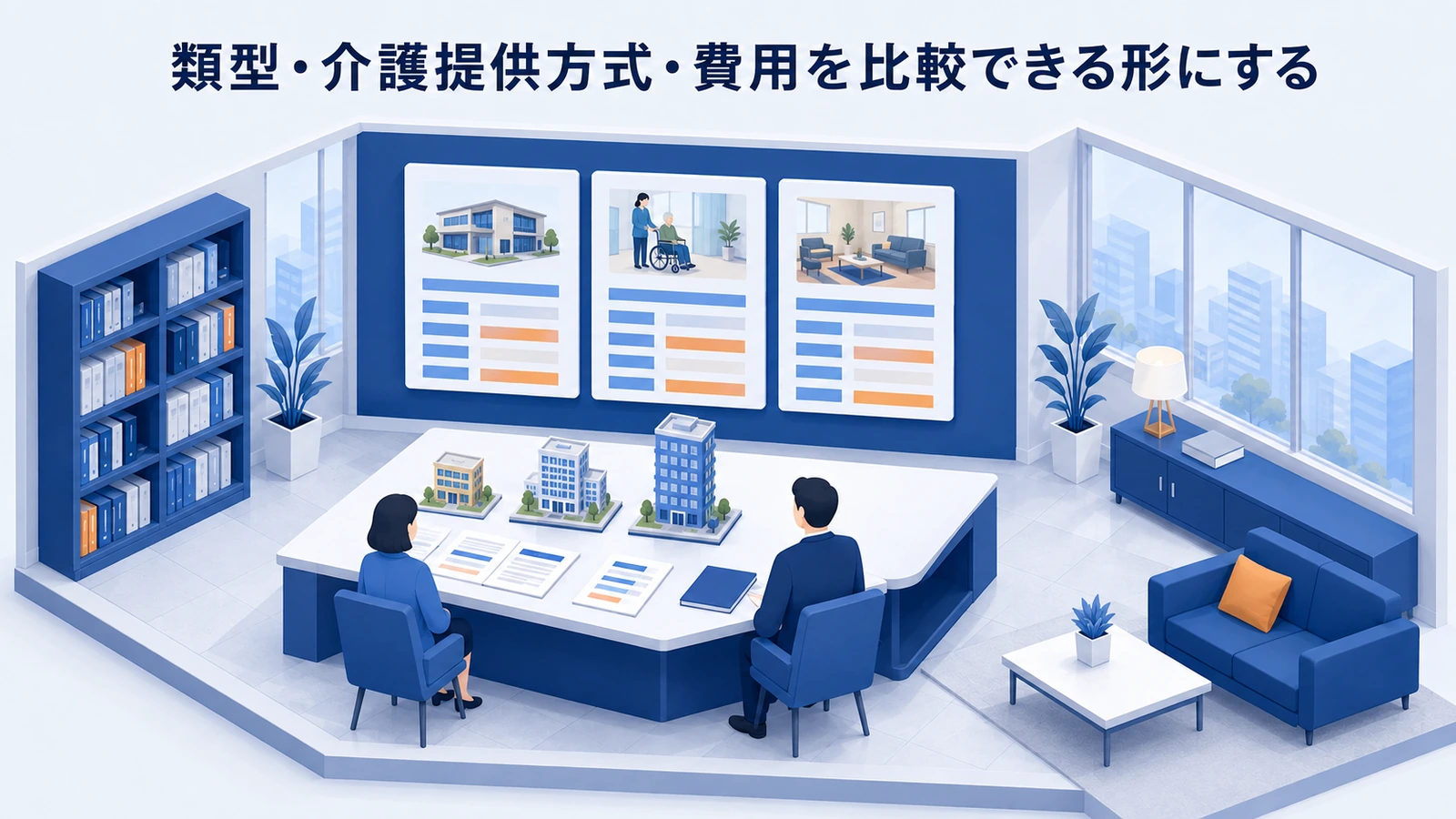 類型・介護提供方式・費用を比較できる形にするを整理したImage 2.0図解