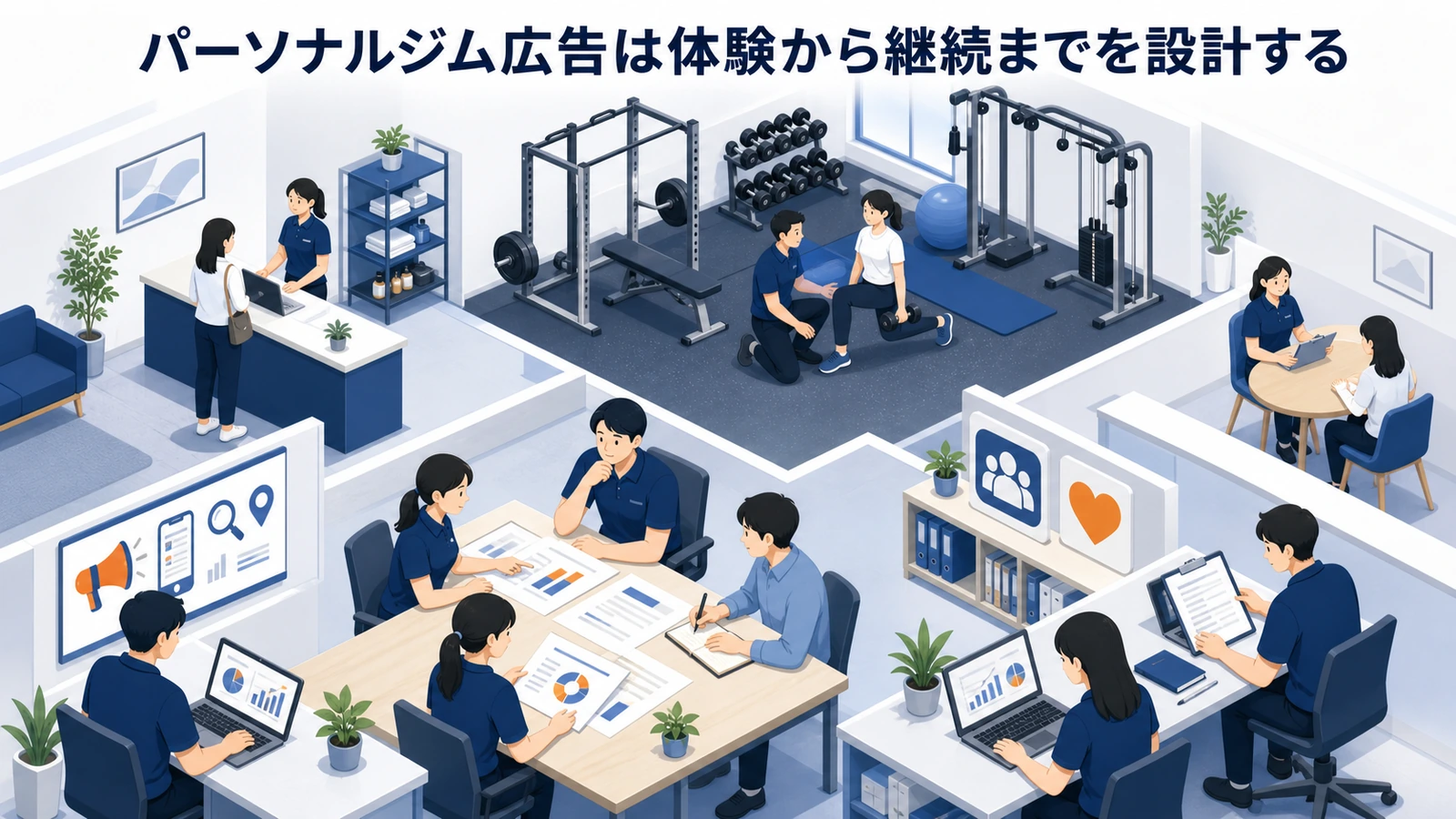 パーソナルジム広告は体験から継続までを設計する