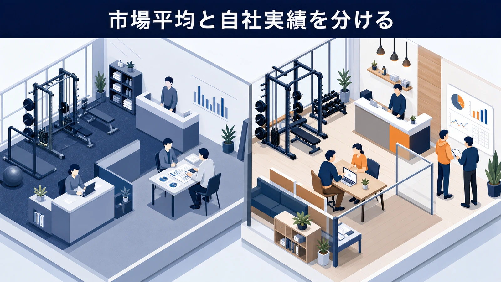 市場平均と自社実績を分ける