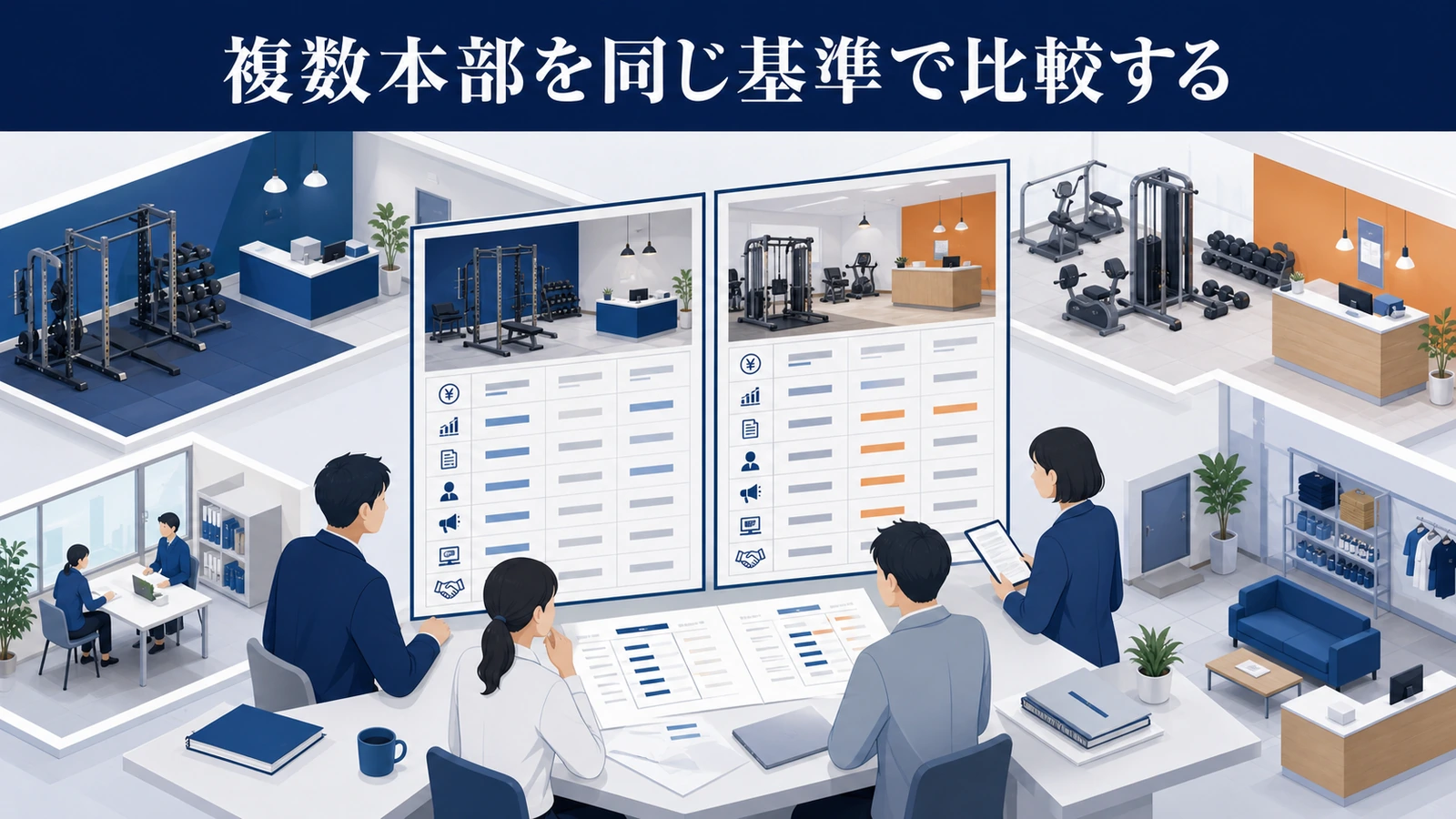 複数本部を同じ基準で比較する