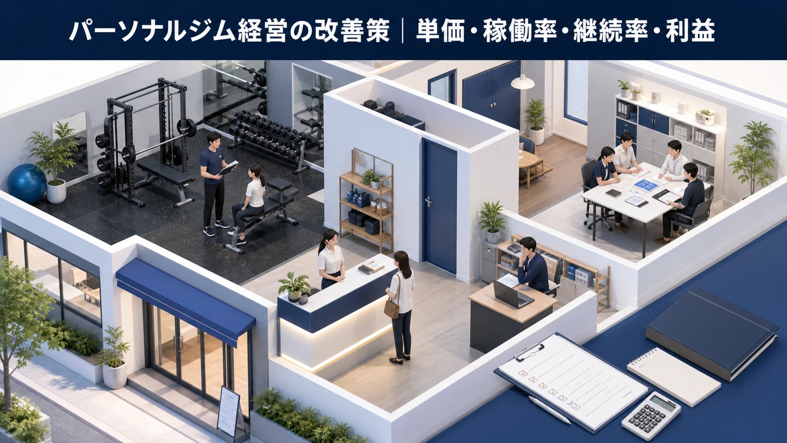 パーソナルジム経営の改善策｜単価・稼働率・継続率・利益