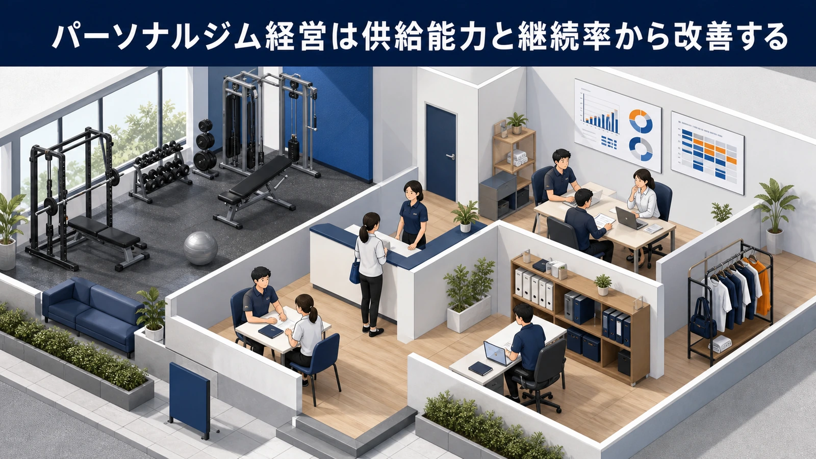 パーソナルジム経営は供給能力と継続率から改善する