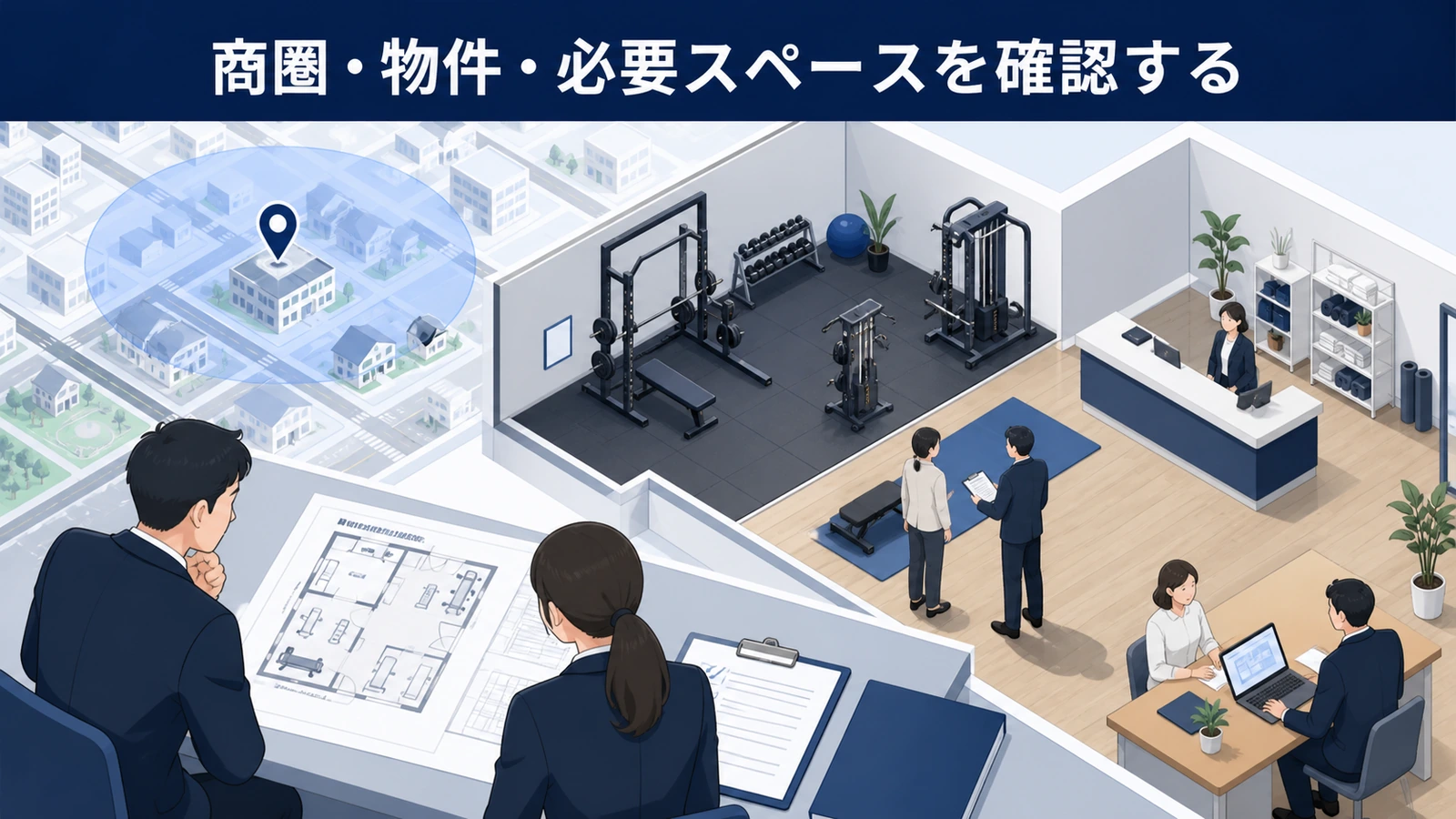 商圏・物件・必要スペースを確認する