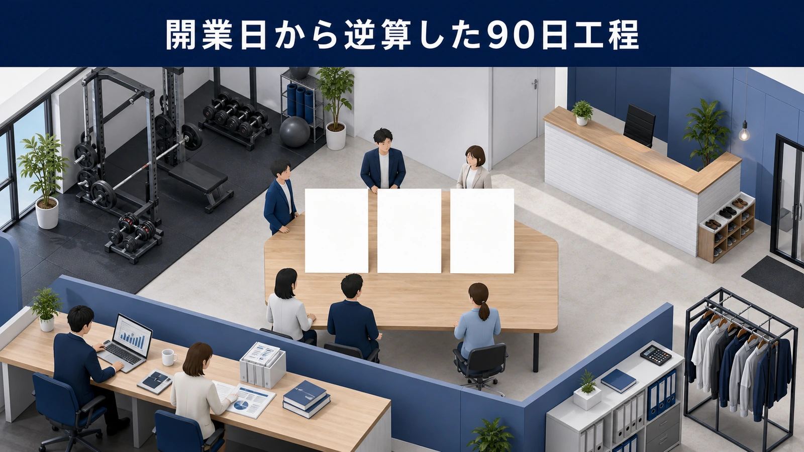 開業日から逆算した90日工程