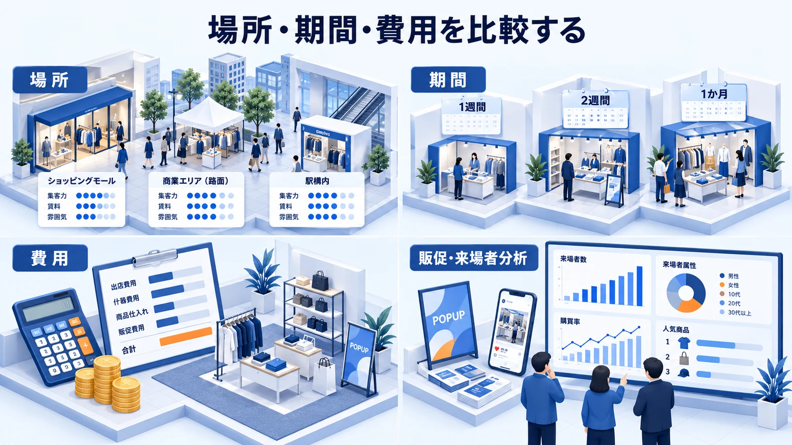 場所・期間・費用を比較するを確認するEC・D2Cブランド担当者のImage 2.0図解